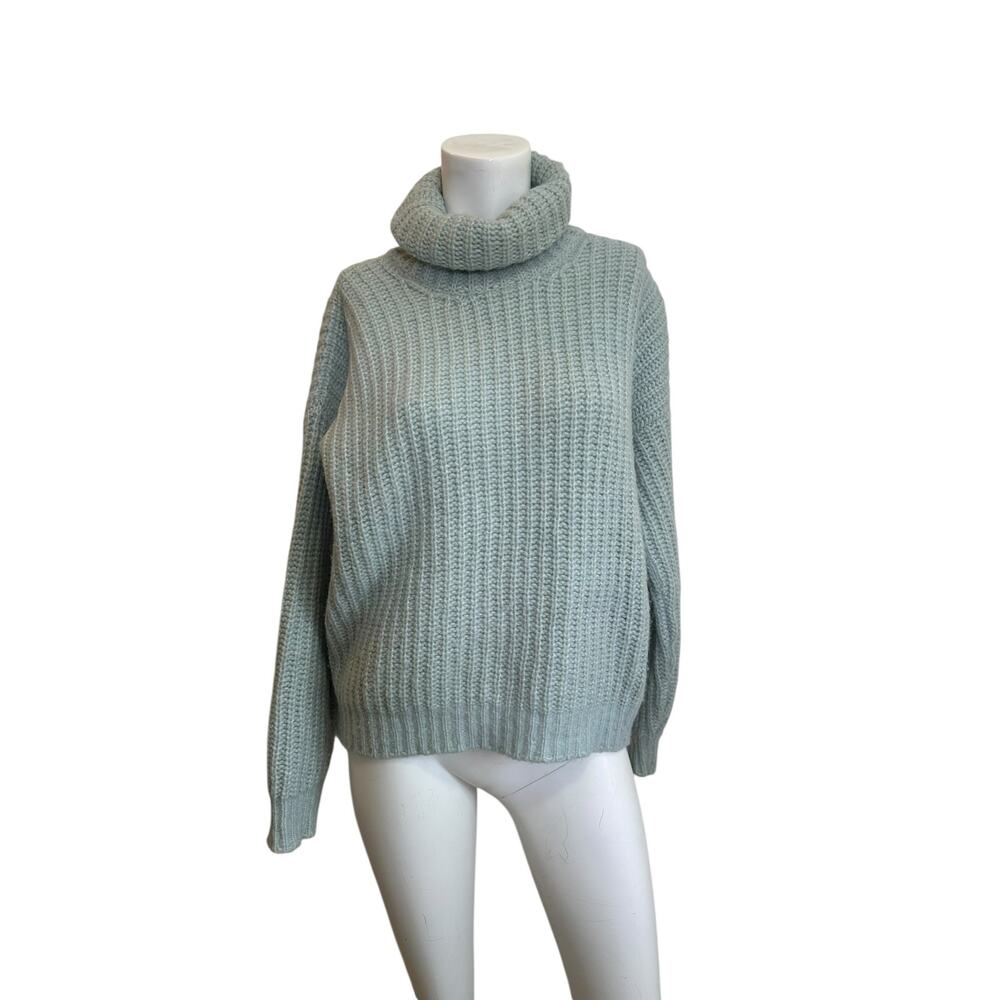 Fisherman Out of Ireland Seafoam Baby Alpaca Merino Turtleneck Sweater Small - Picture 2 of 9